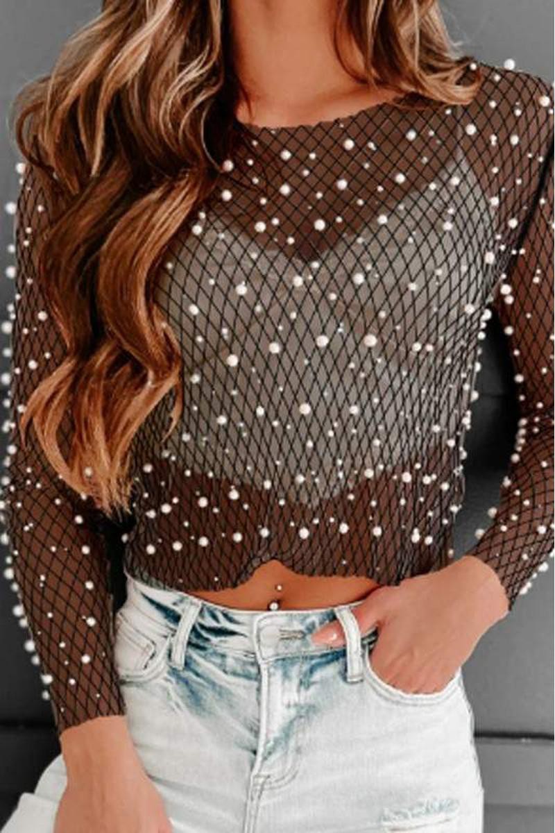 Black Pearl Mesh Top