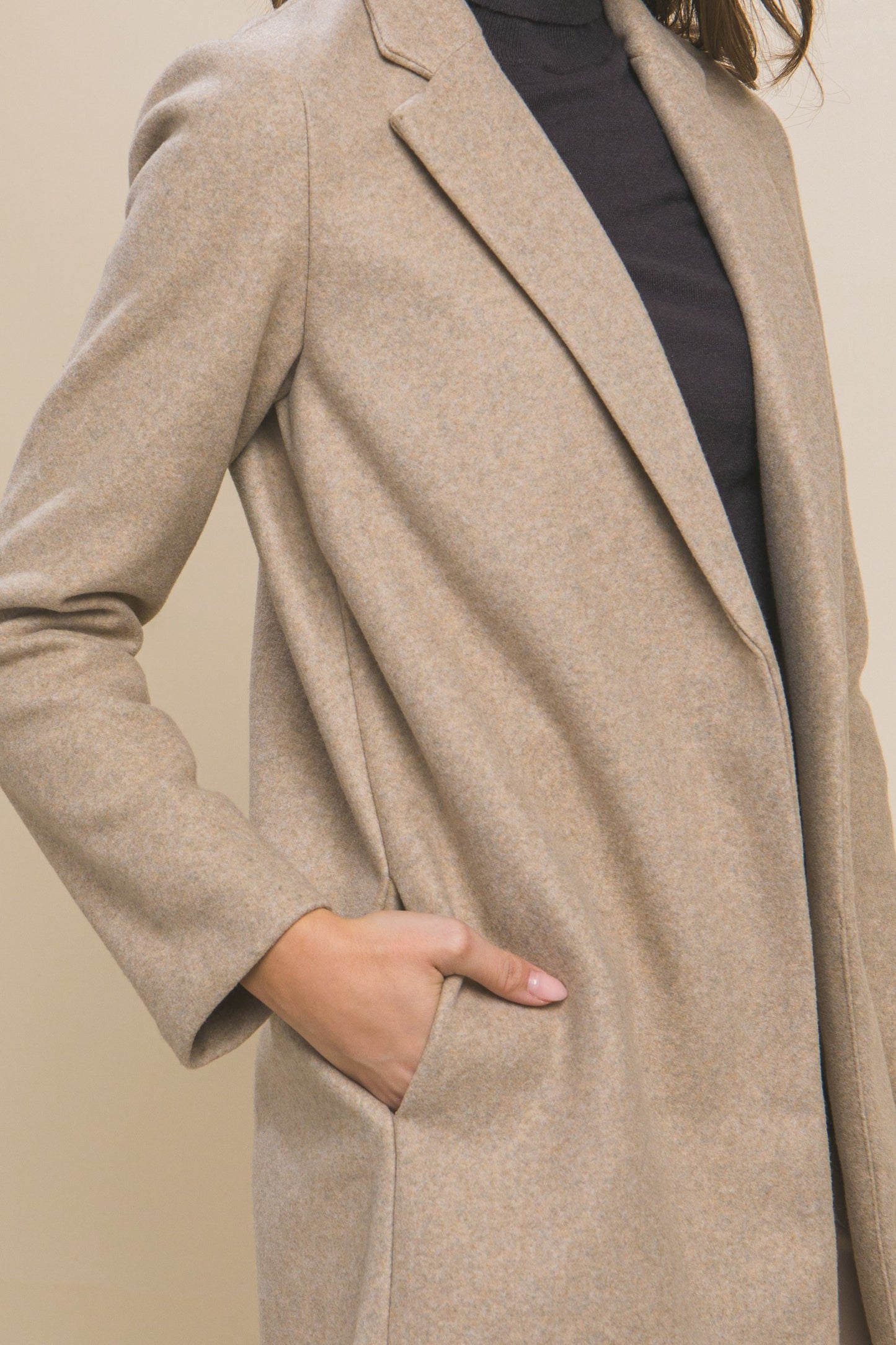 Oatmeal Long Fleece Coat