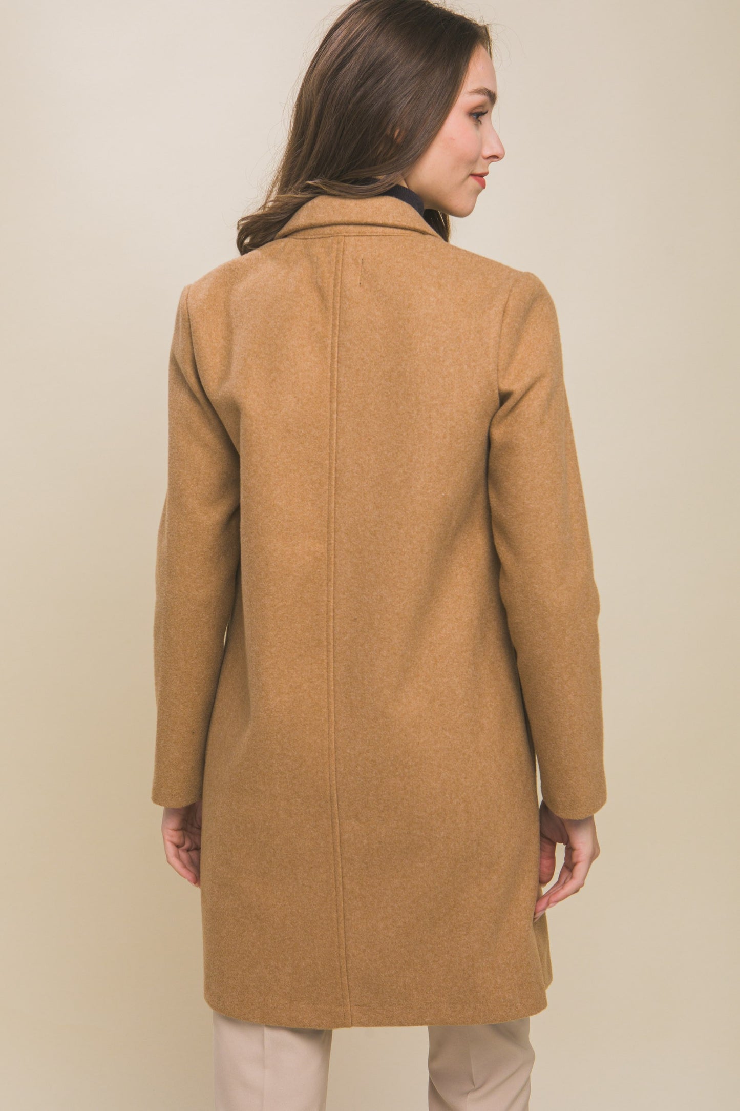 Camel Long Fleece Coat