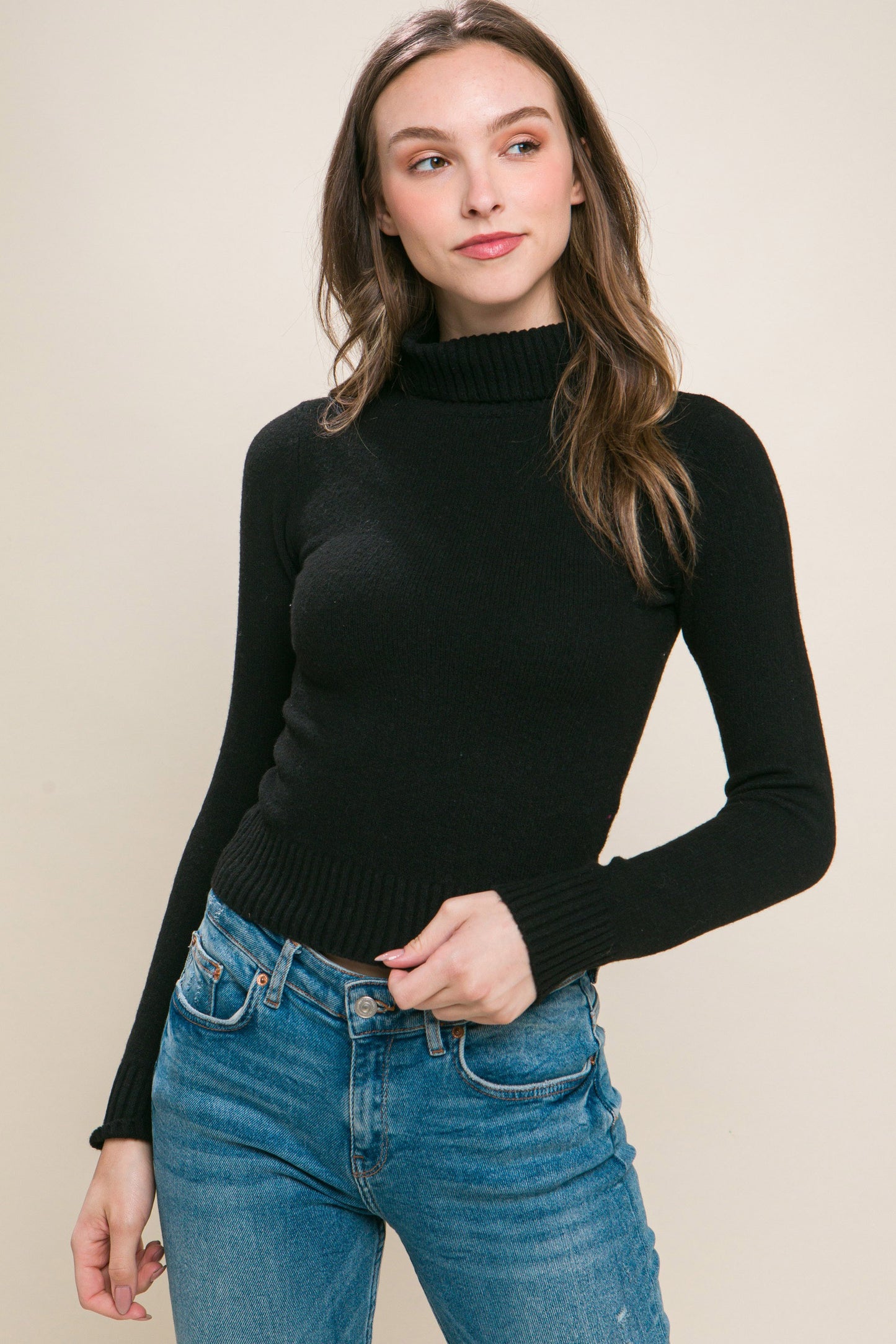 Black Mock Neck Long Sleeve