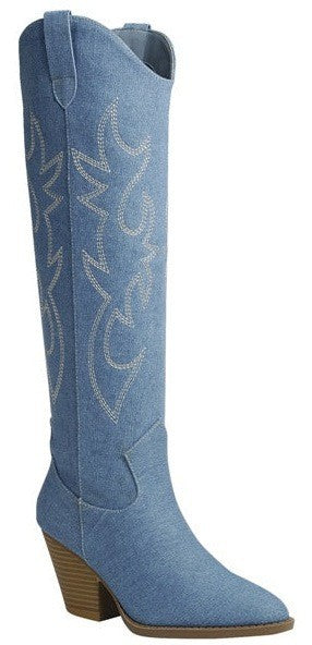 Denim Western Boots