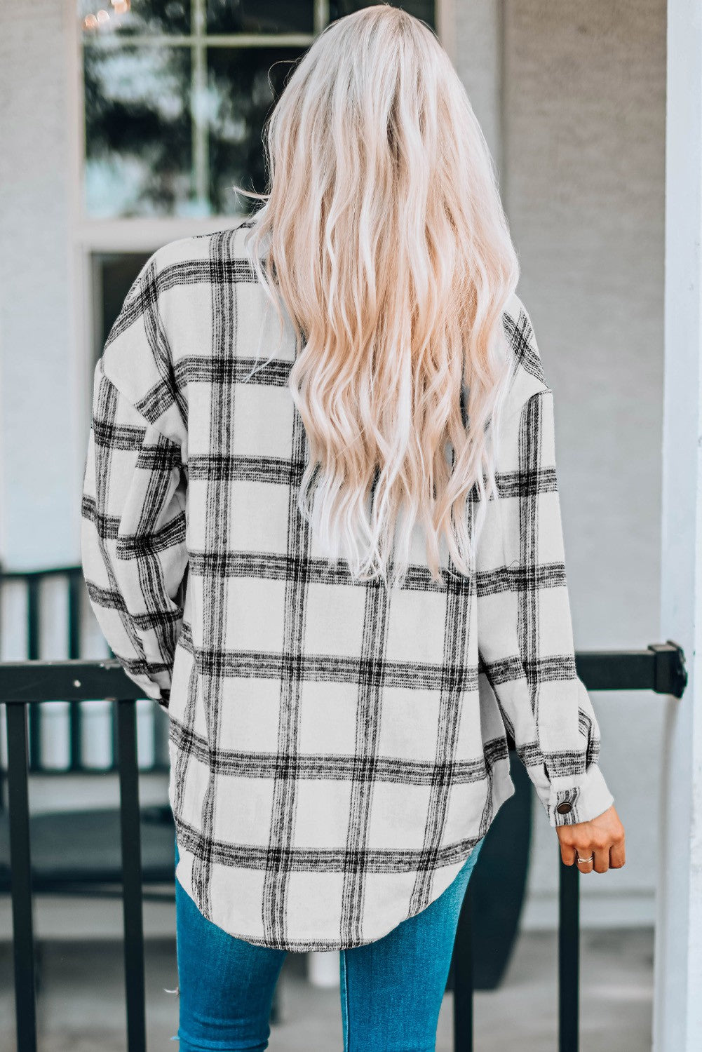 Black & White Plaid Pattern Shacket