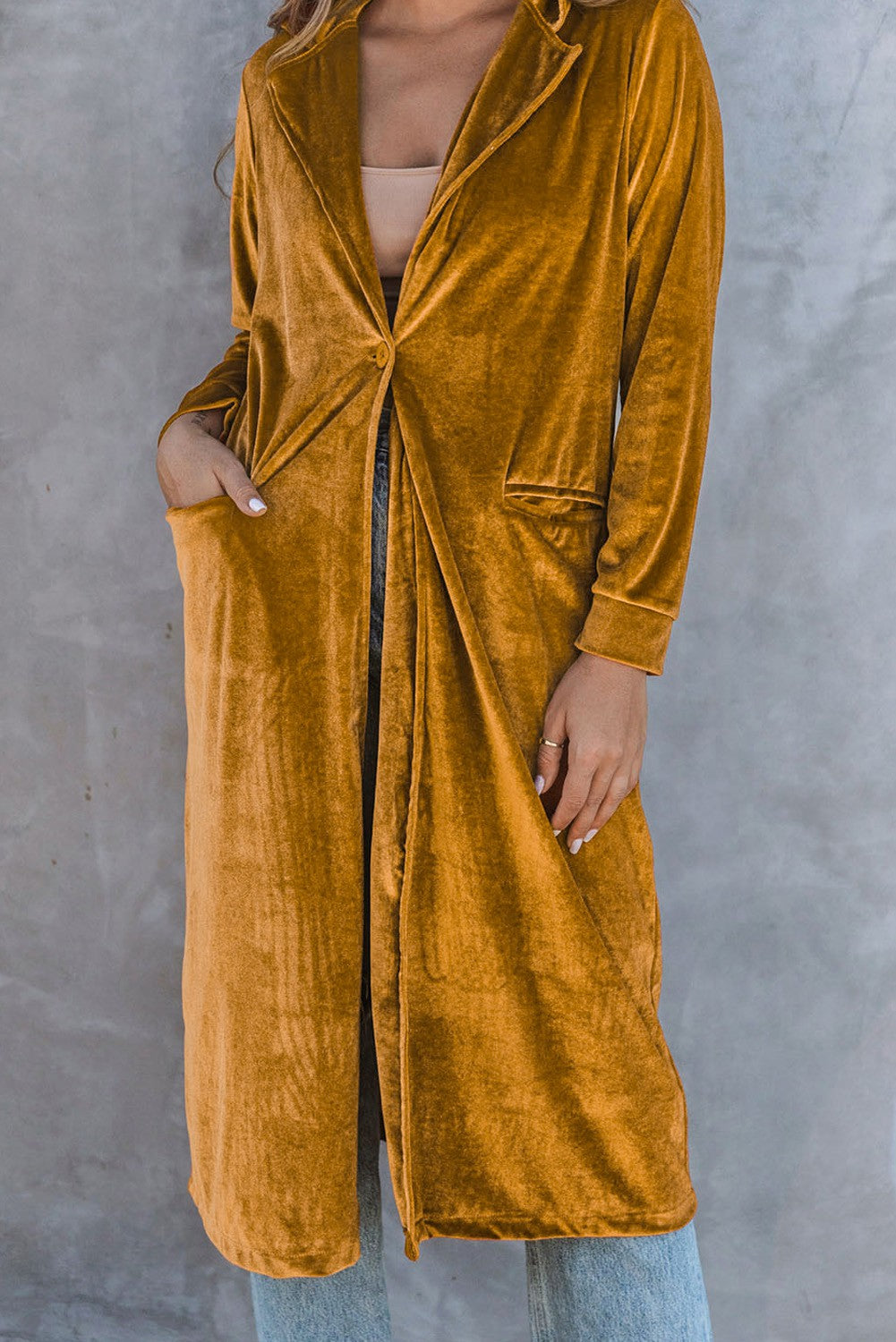 Yellow Retro Velvet Coat