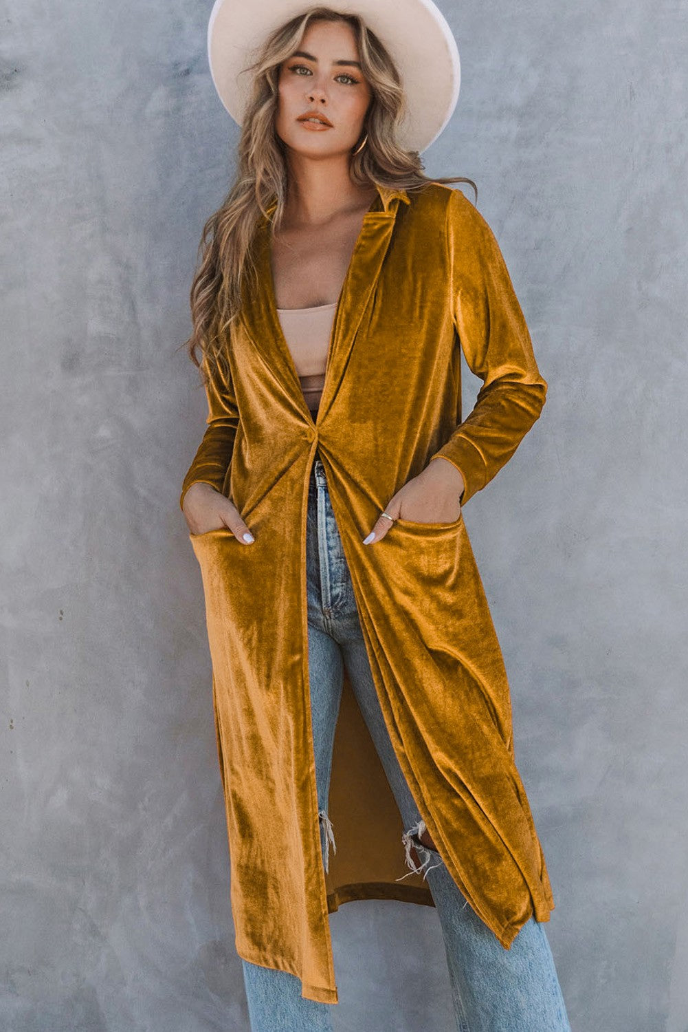 Yellow Retro Velvet Coat