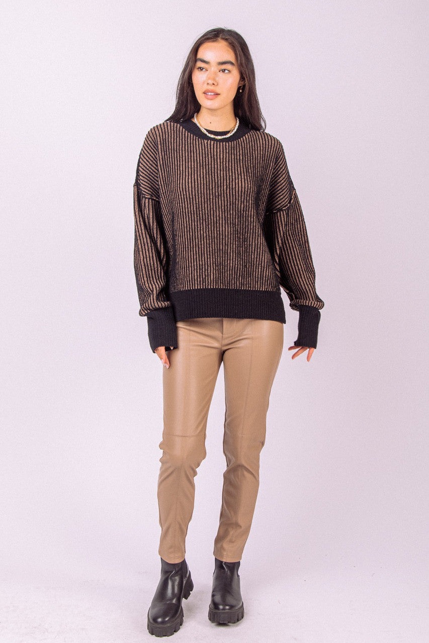Black Two Tone Knit Sweater