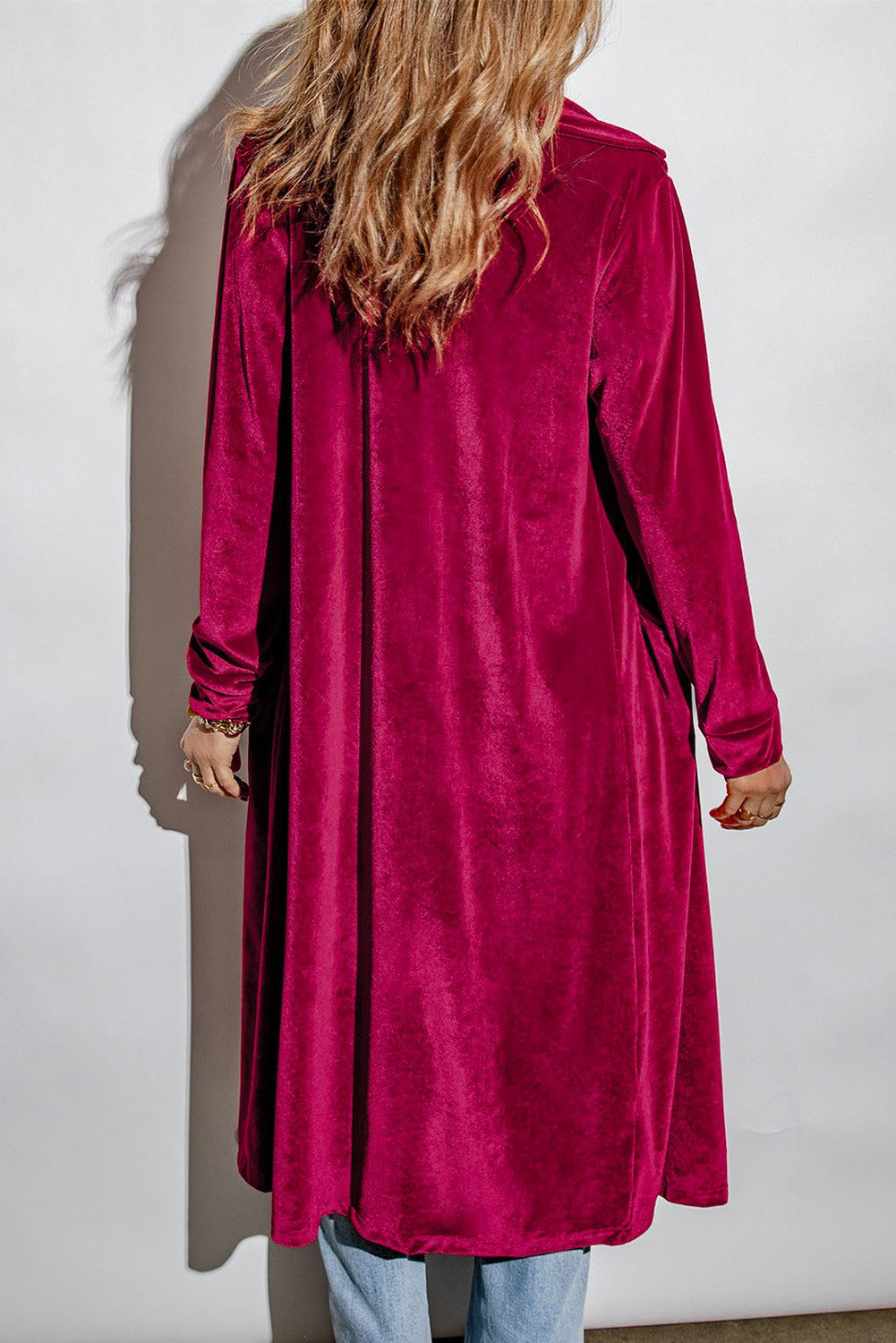 Off Red Retro Velvet Pocket Coat