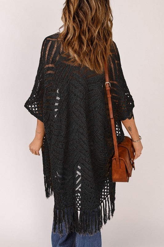 Black Fringe Kimono