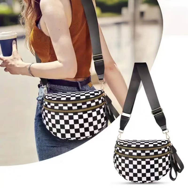 CHECKERED CROSSBODY BUM BAG