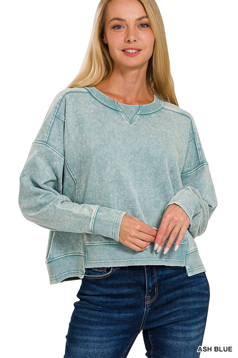 Ash Blue Raw Edge Pullover