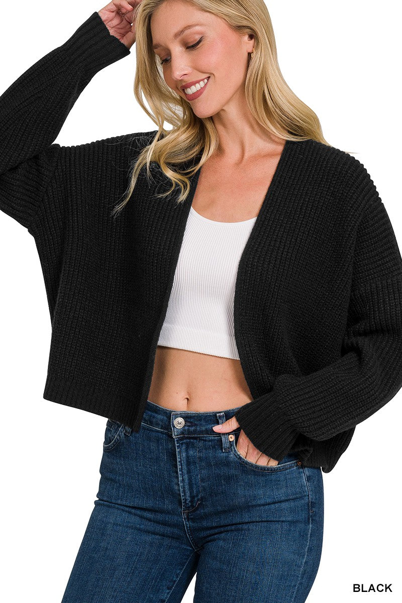 Black Drop Shoulder Cardigan
