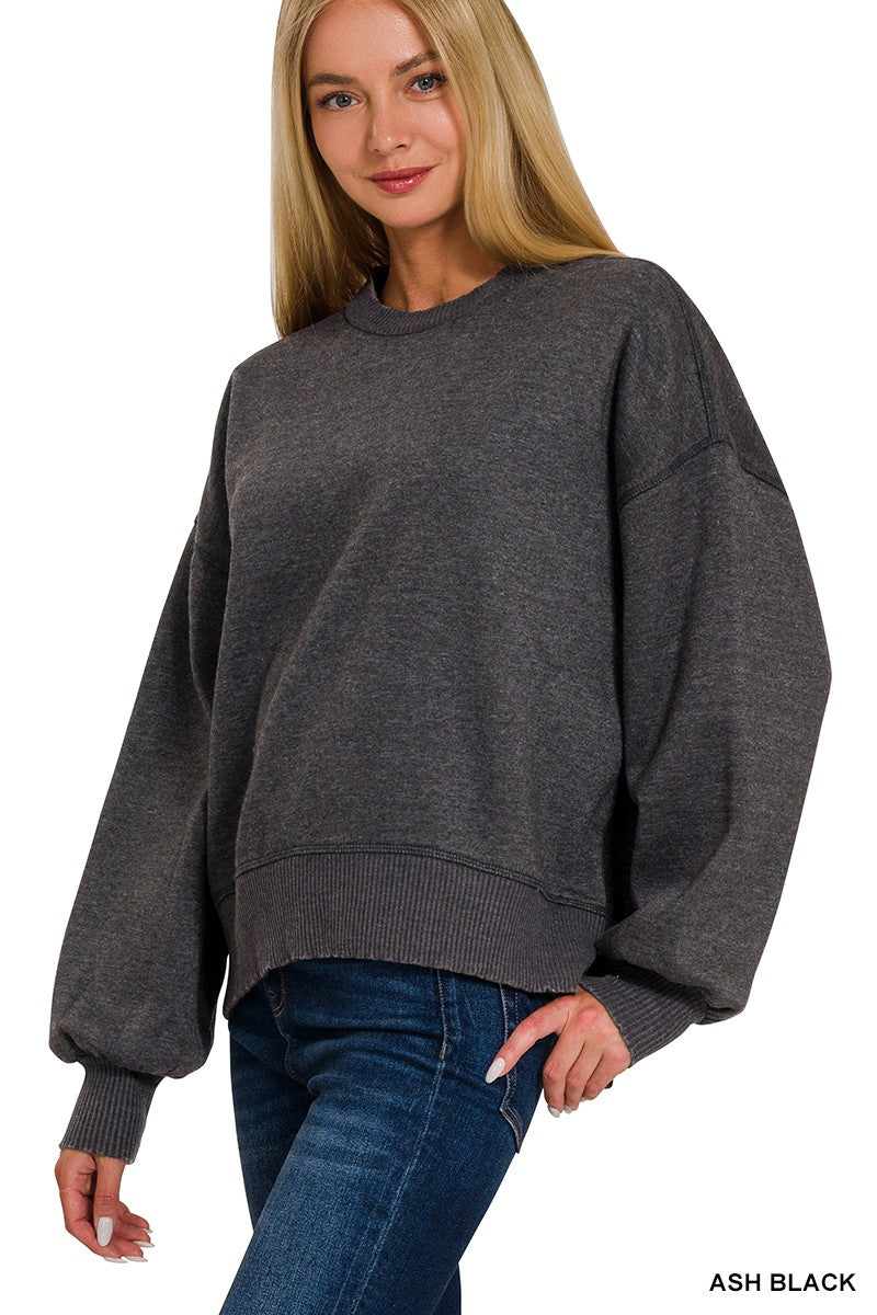 Ash Black Acid Wash Pullover