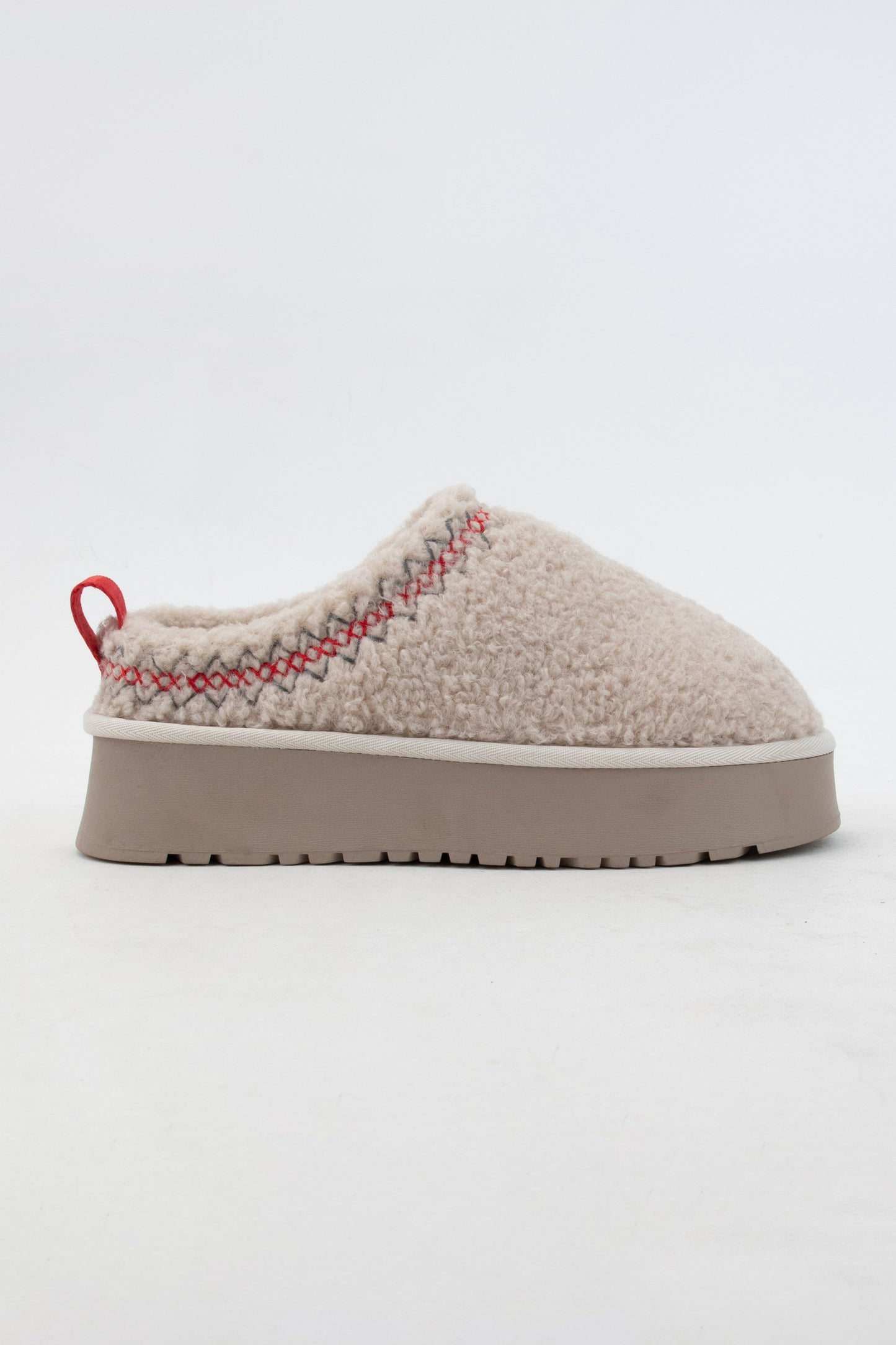 Bone Sherpa Platform Slippers