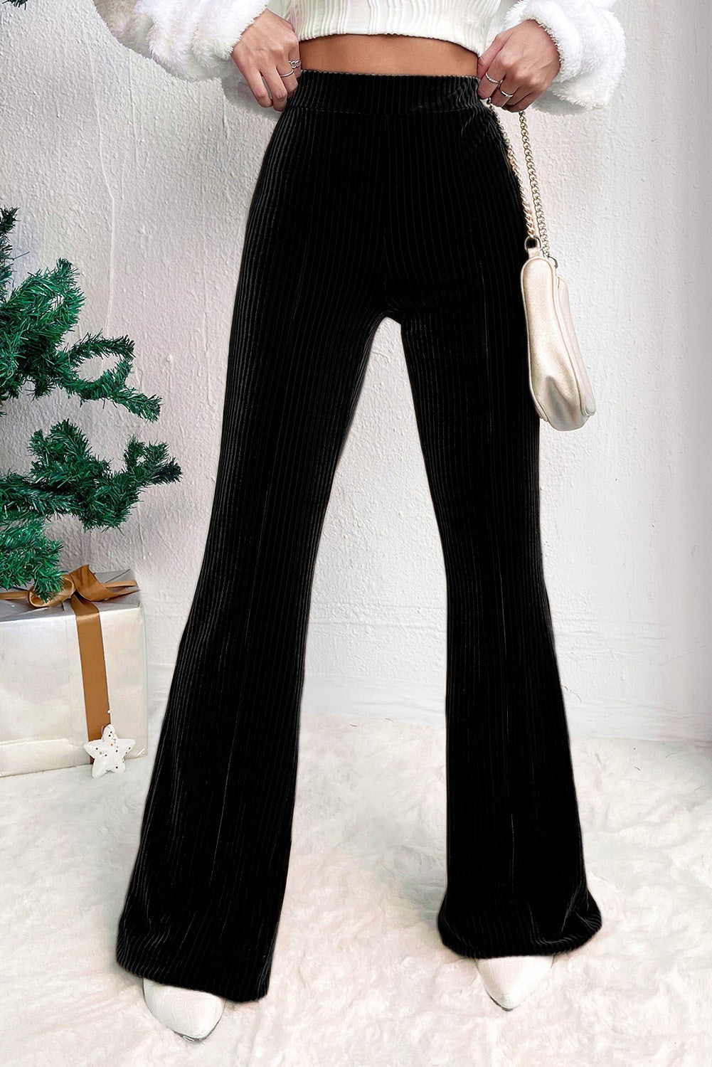 Black Corduroy Flared Pants
