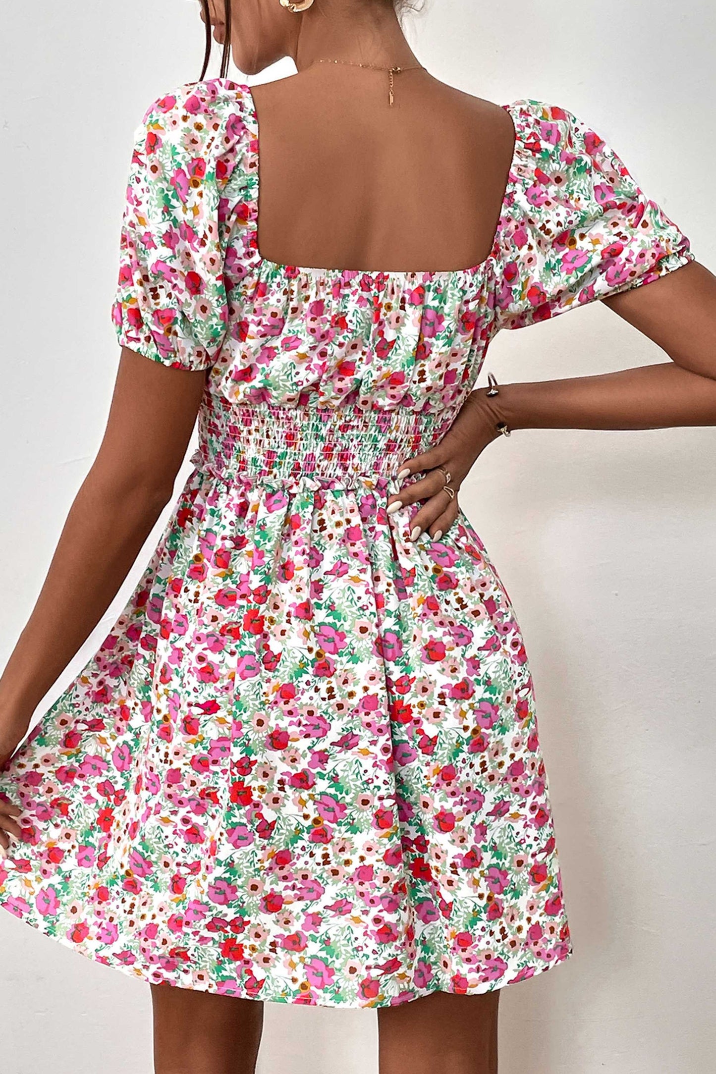 Floral Puff Sleeve Mini Dress