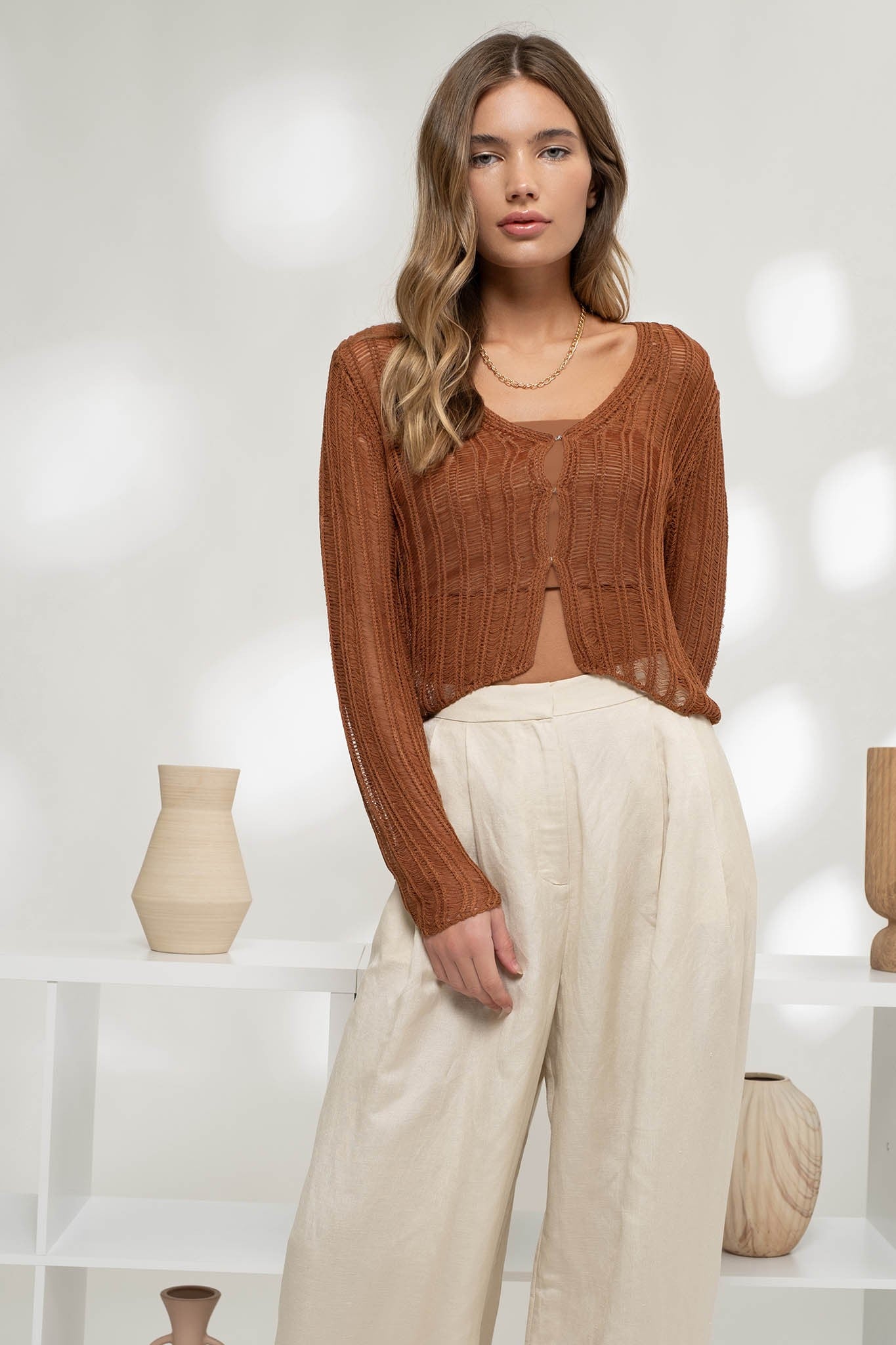 Rust Lightweight Knit Cardi