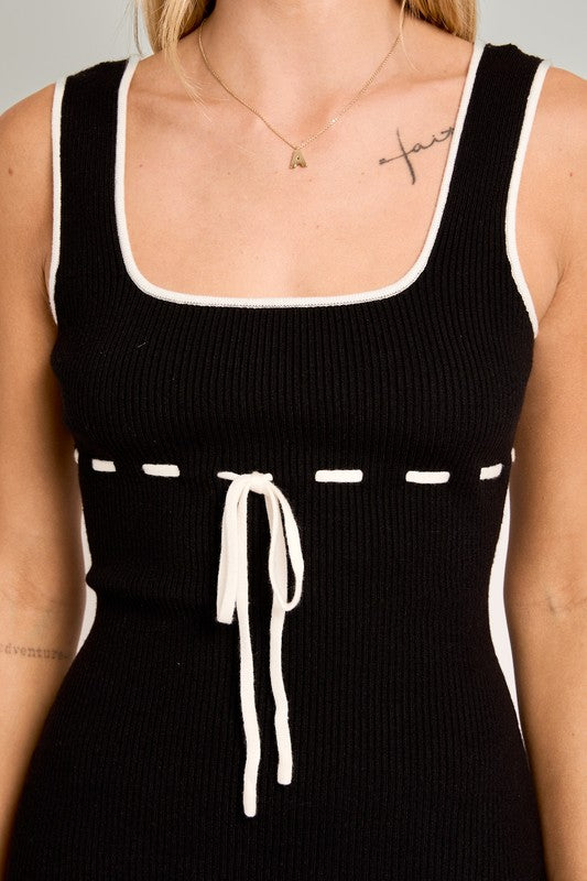 Square Neck Sleeveless Sweater Dress