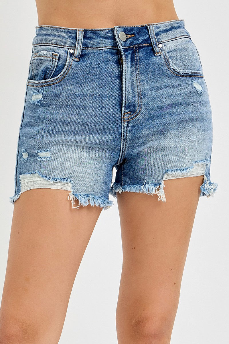High-Rise Distressed Shorts