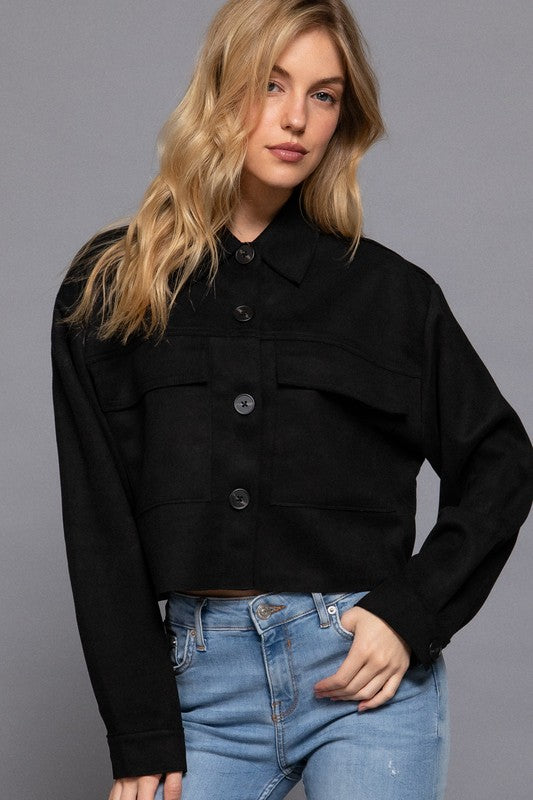 Black Suede Cropped Jacket