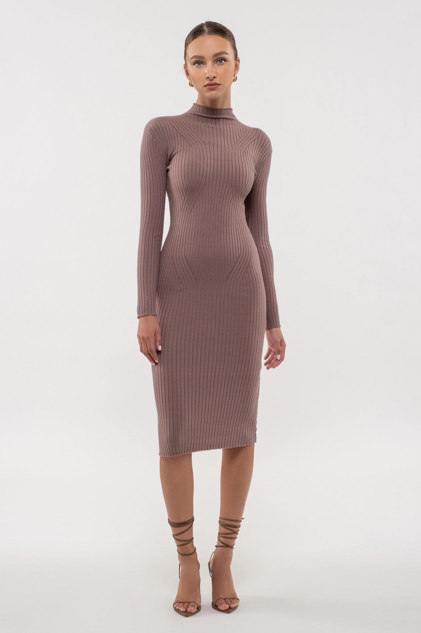 Mocha Mock Neck Sweater Dress Medium