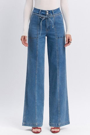 High Waisted Tie Denim