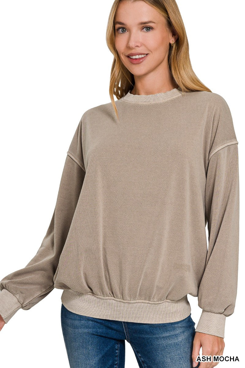 Mocha Fleece Round Neck Sweatshirt