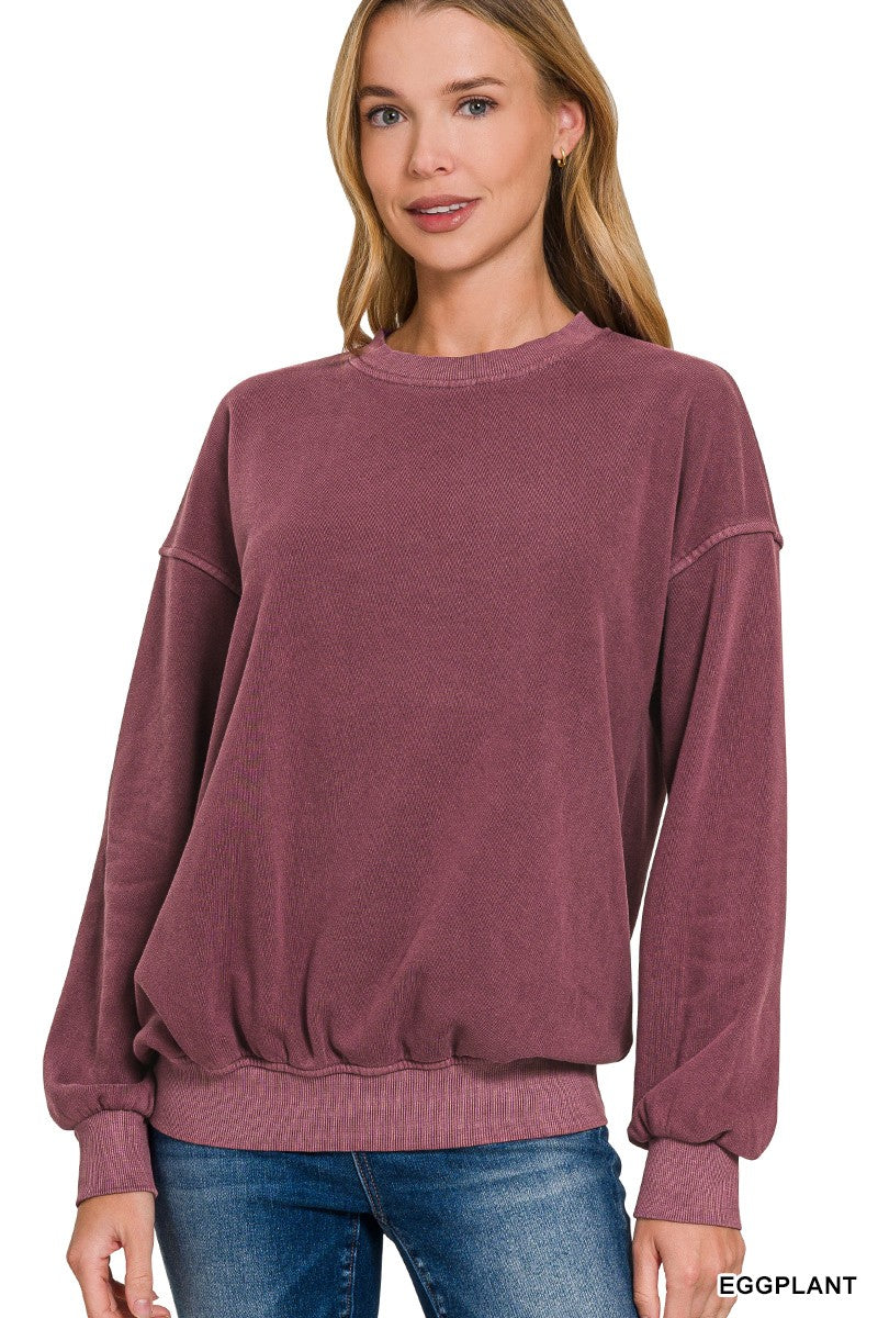 Burgundy Fleece Round Neck Sweatshirt