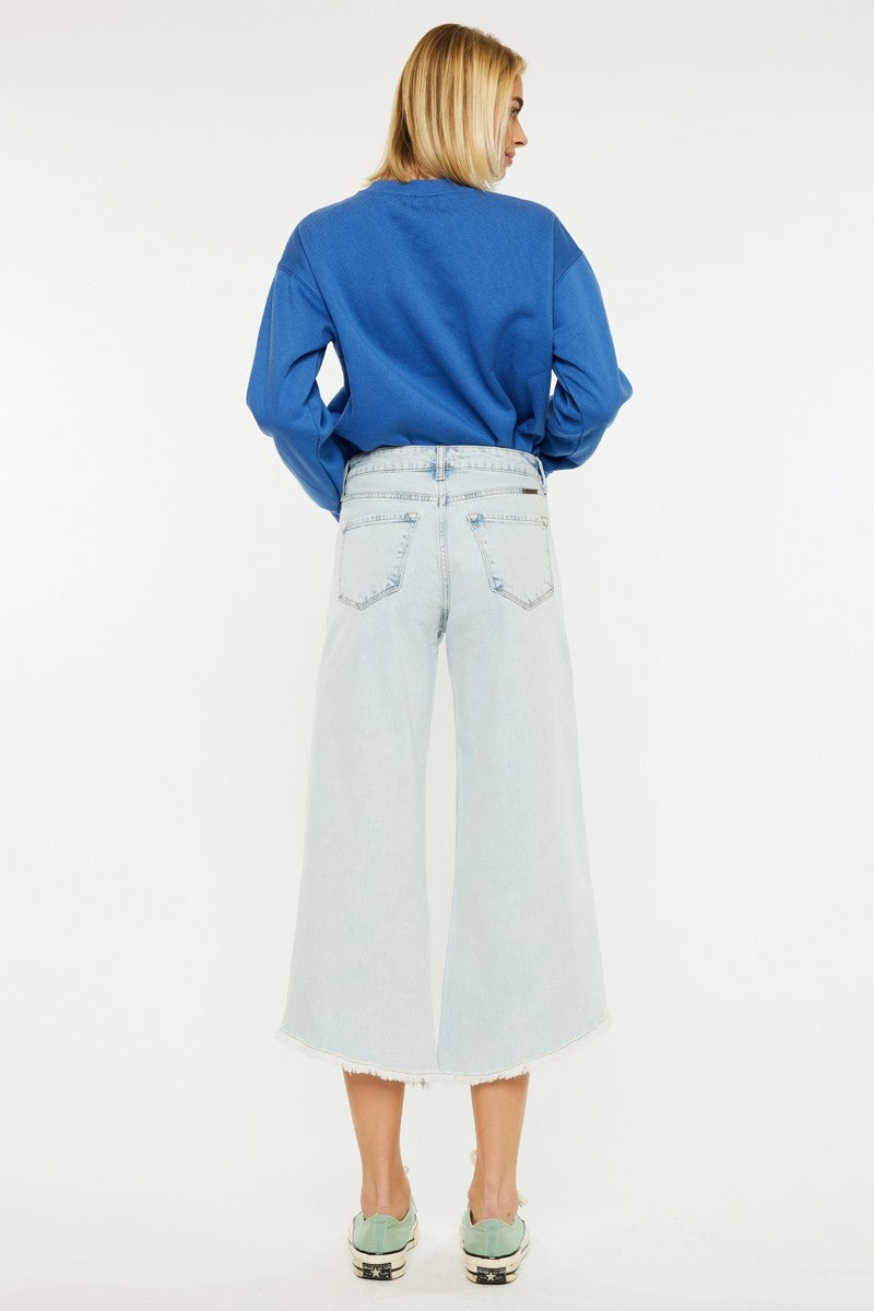 High Rise Crop Raw Hem Jean