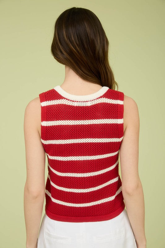 Red Striped Knit Vest