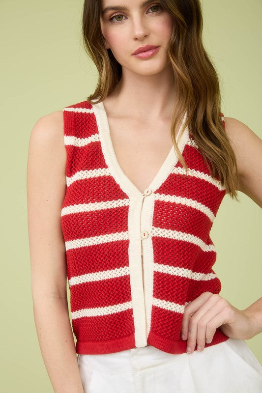 Red Striped Knit Vest