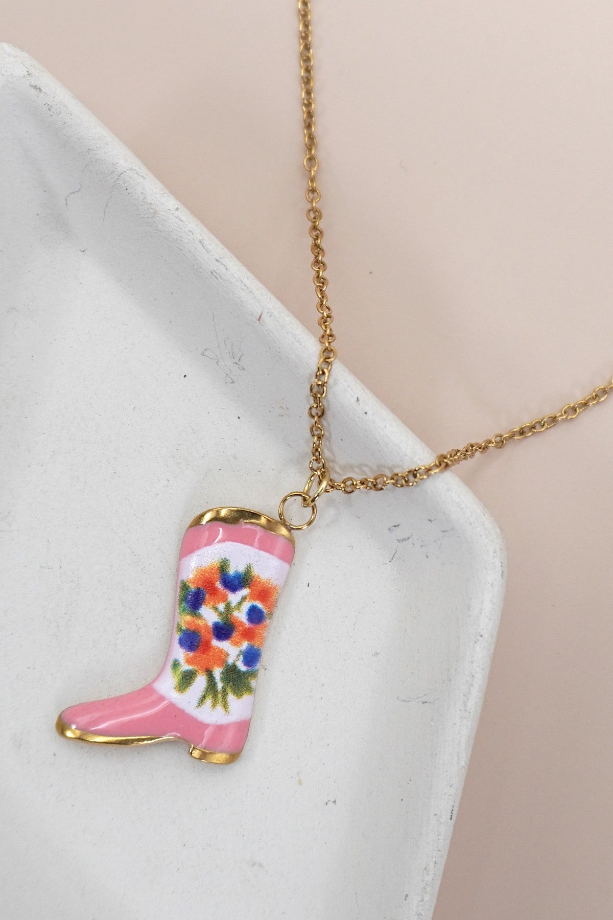18k Stainless Steel Waterproof Boot Necklace