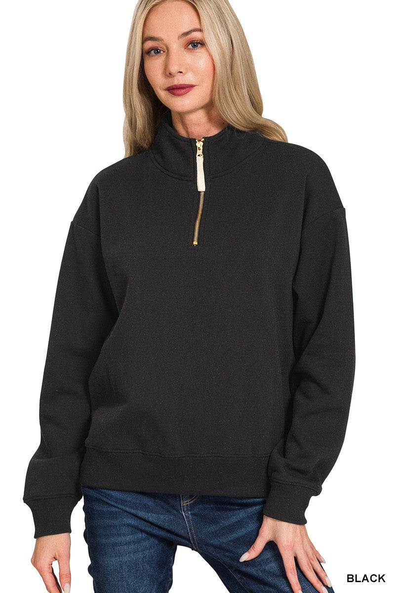 Black Quarter Zip Pullover