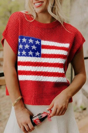 Flag Knit Sweater Top