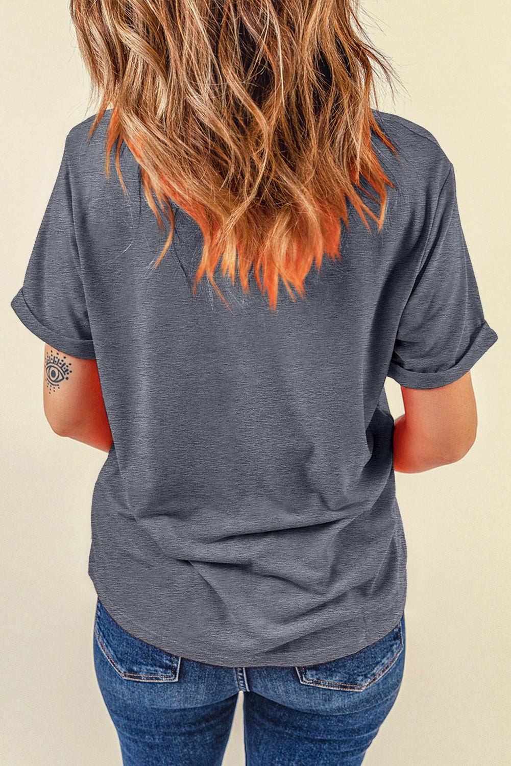 Gray Floral USA Flag Graphic Tee