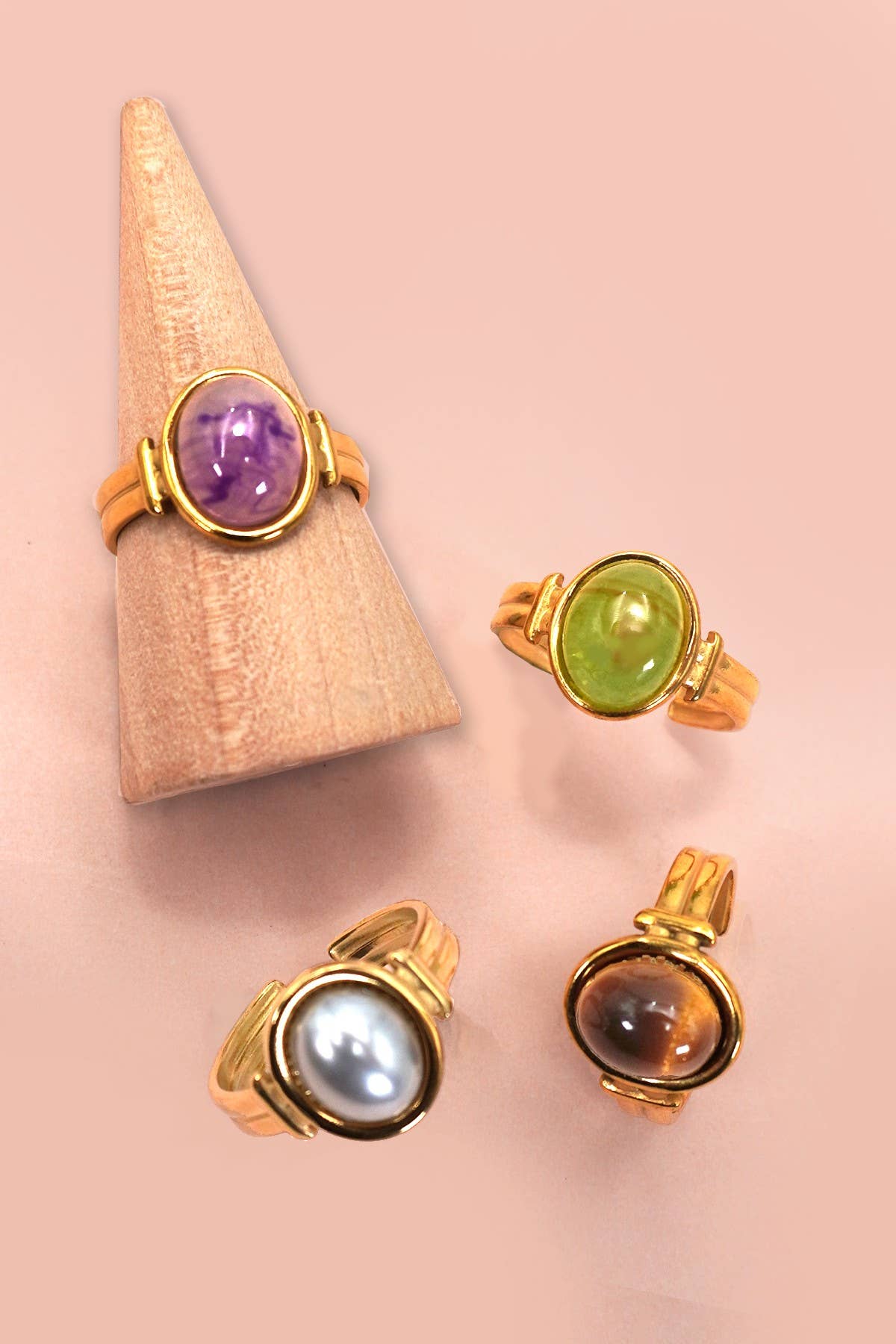 18K STAINLESS STEEL TARNISH FREE STONE RING