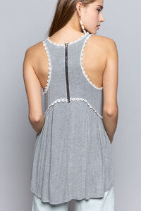 Heather Grey Babydoll Sleeveless Top