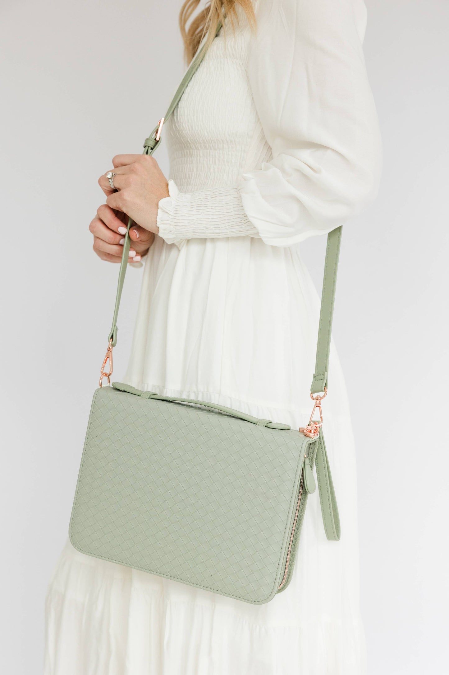 Crossbody Weave Bible Case: SAGE