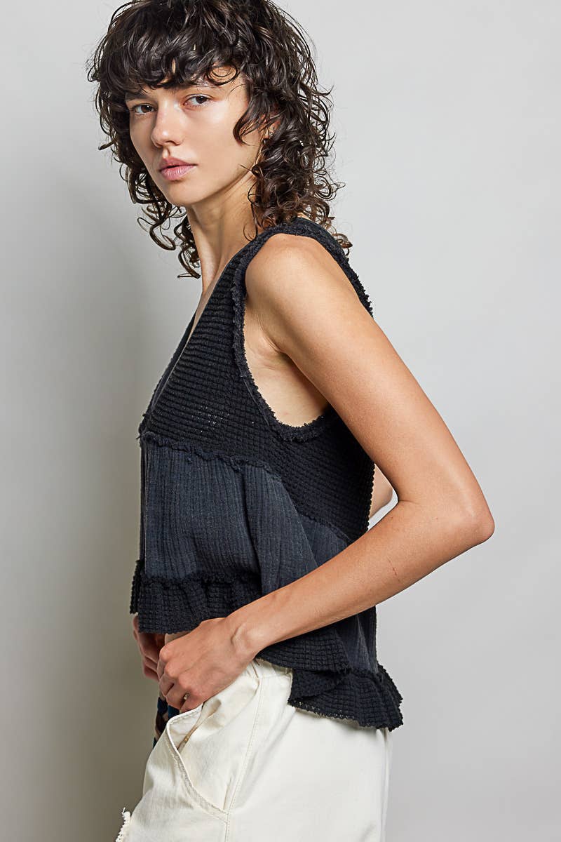 Sleeveless Cropped Babydoll Top