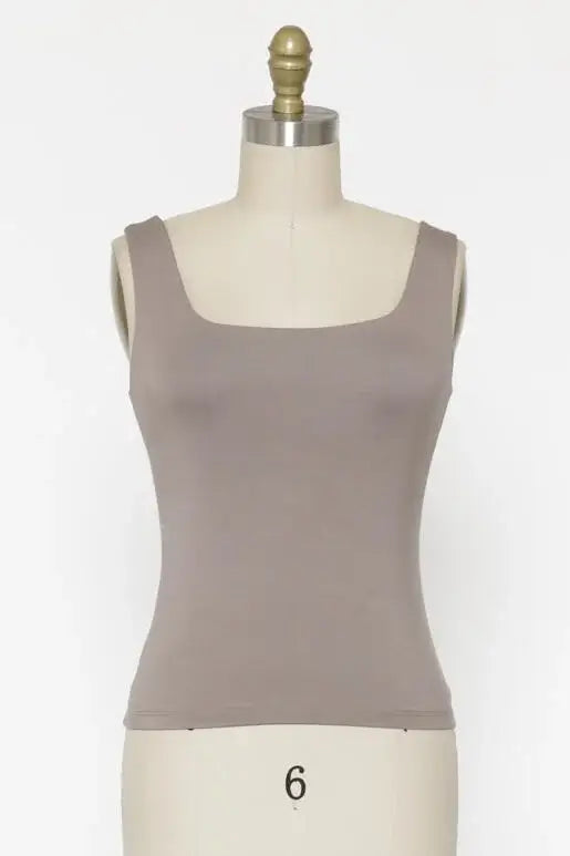Double Layer Square Neck Tank Top