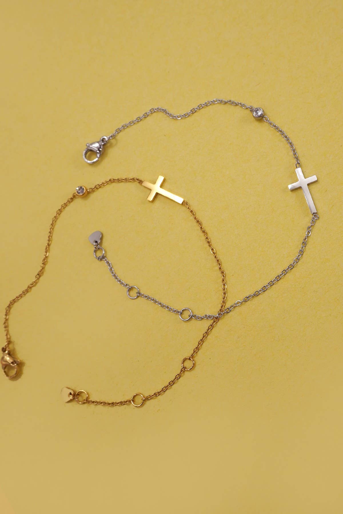 18K STAINLESS STEEL TARNISH FREE CROSS BRACELET