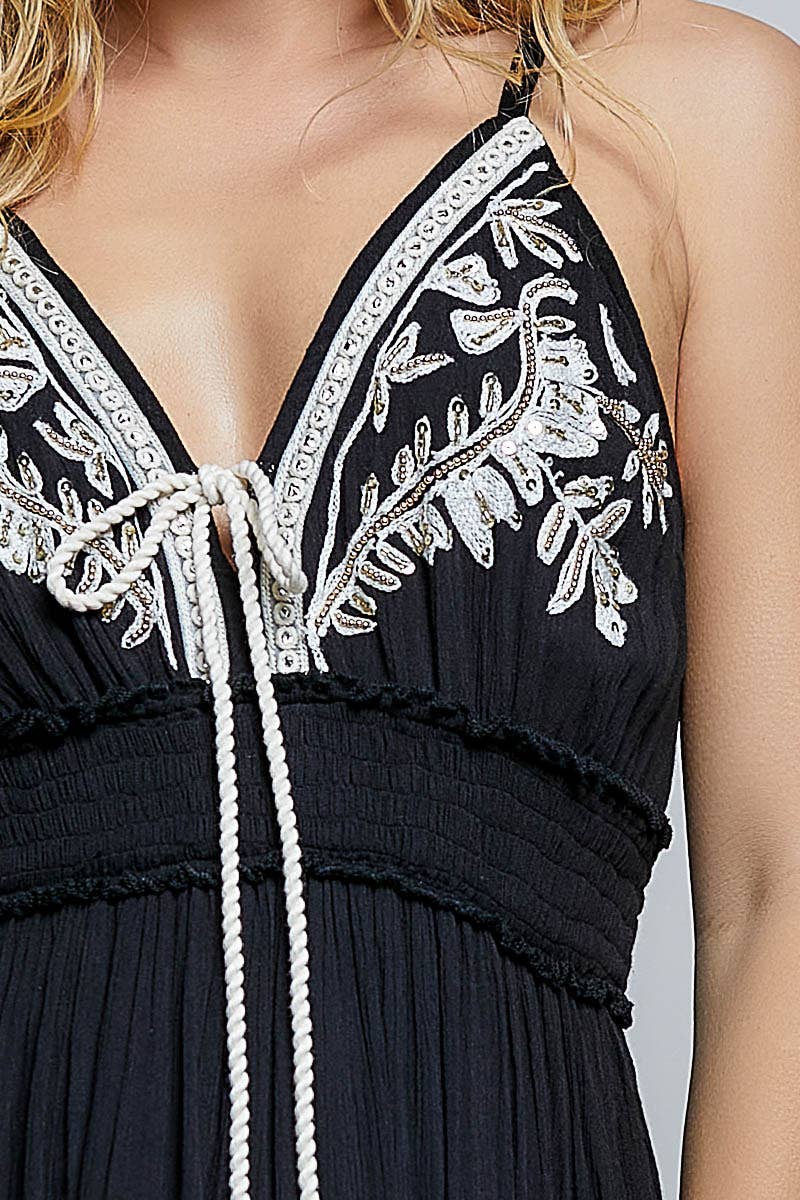 Vintage Black Embroidered Dress
