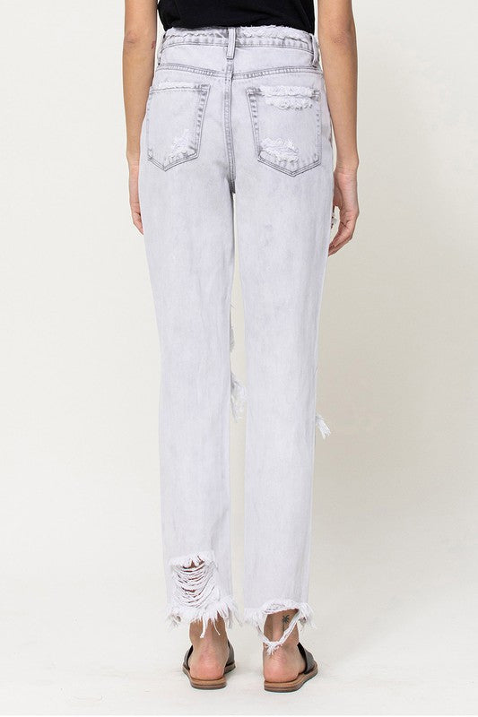 Distressed Rigid Mom Jeans
