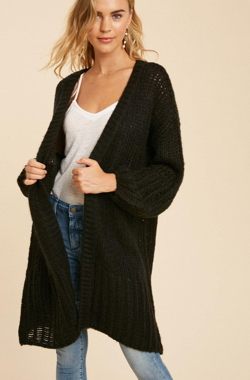 Black Oversized Knitted Cardigan