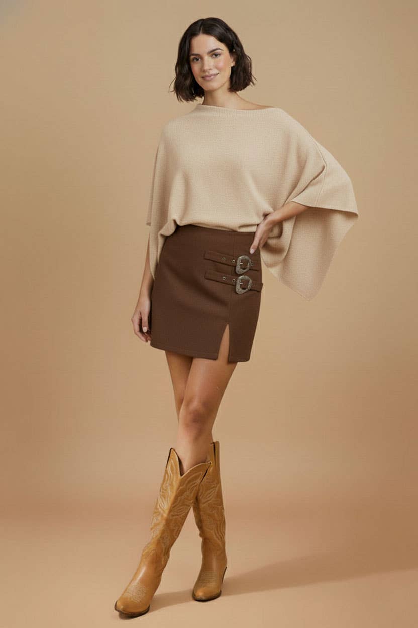 Western Buckle Detail Mini Skirt