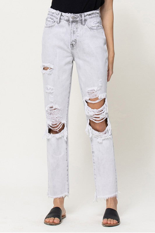 Distressed Rigid Mom Jeans