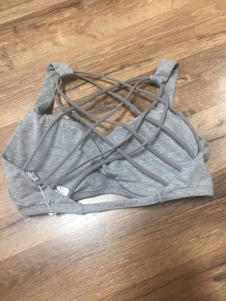 Gray Cross Back Padded Bralette