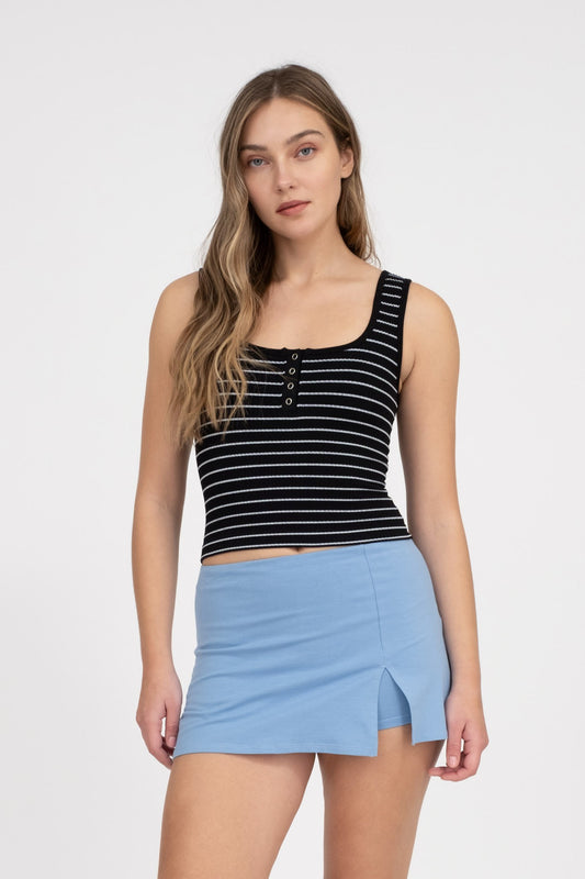 Black Striped Seamless Tank Top