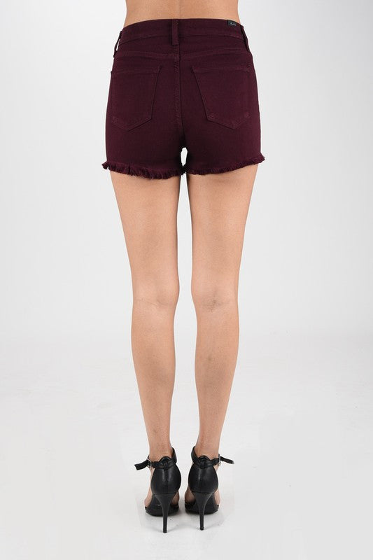 Burgundy Shorts W. Unfinished Hem