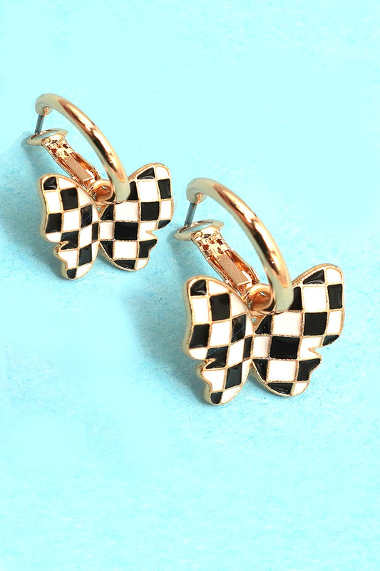 Checkered Butterfly Earrings
