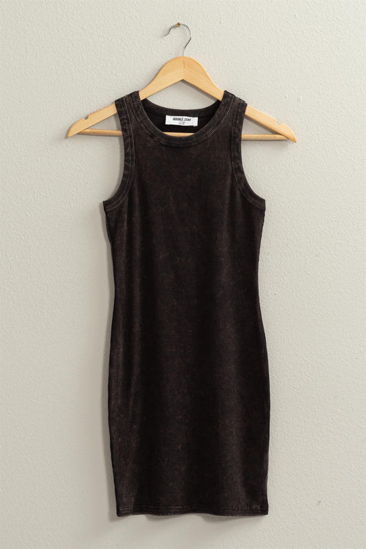 Black Ribbed Mini Dress