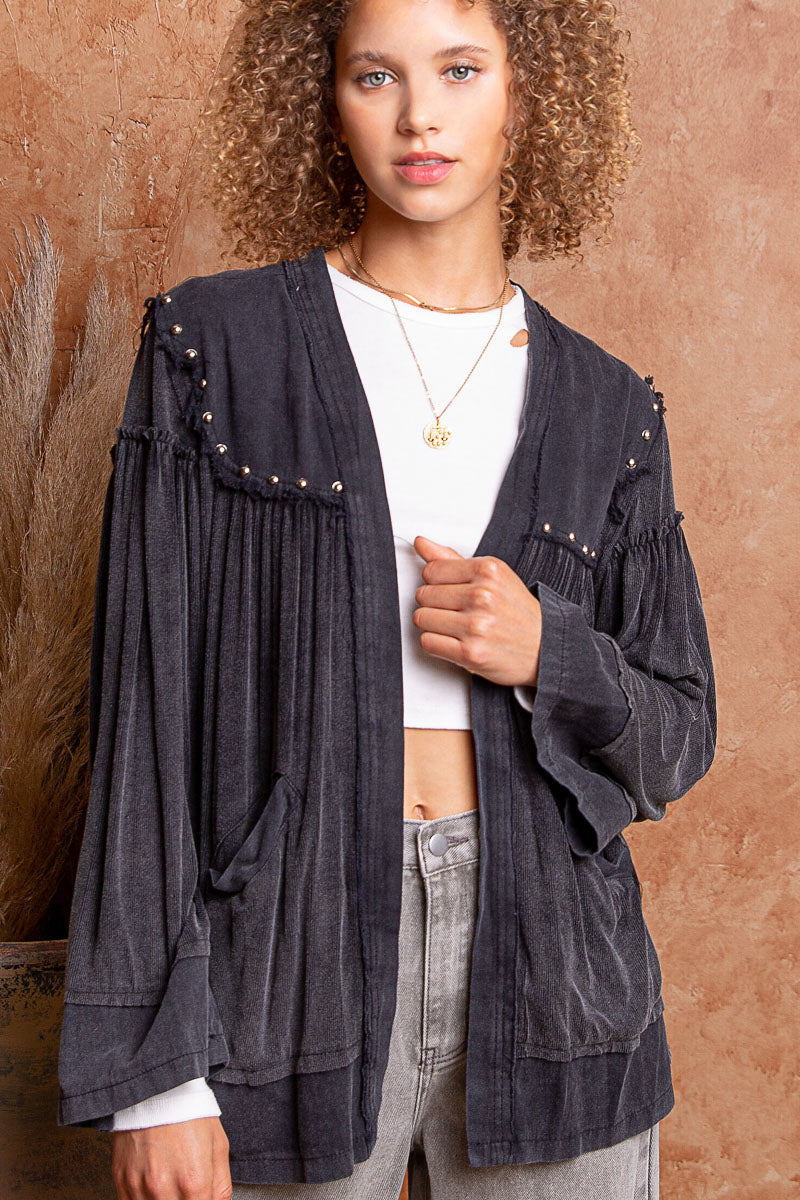 Black Oversized Open Cardigan